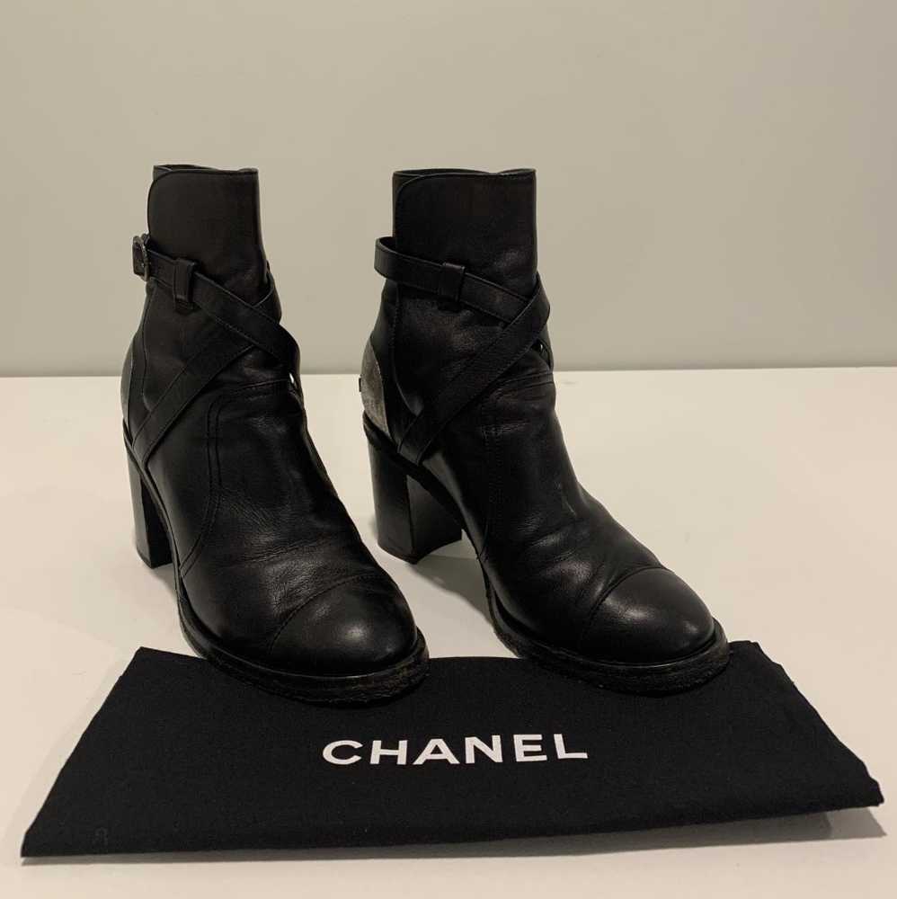 Authentic Chanel rare Moto Boots, like new!